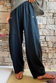 Suri Cushion Cotton Button Pocket Barrel Pant Black